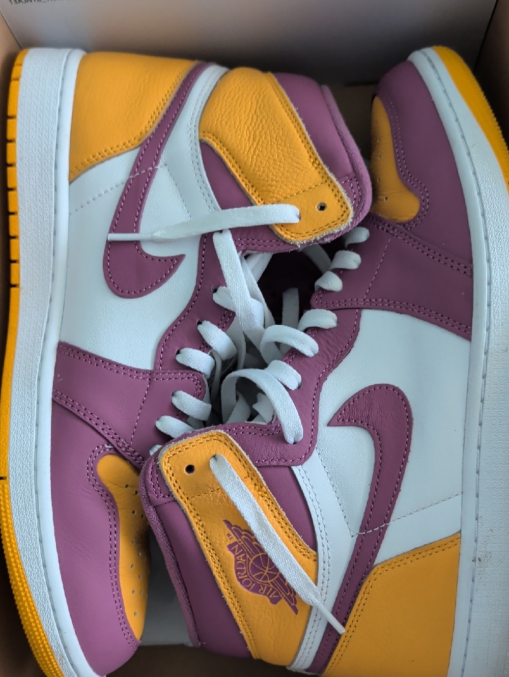 Nike Air Jordan 1 Brotherhood - White, Purple, Yellow Mens Size 12